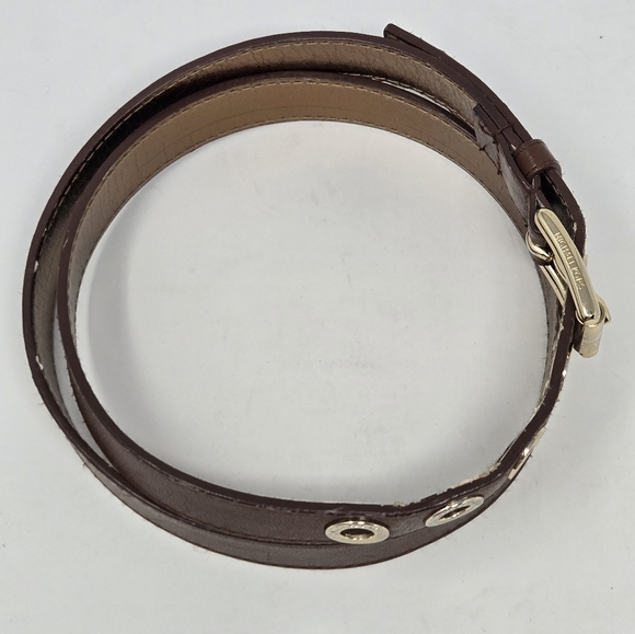 MICHAEL KORS BROWN LEATHER BELT GOLD TONE BUCKLE BELT HOLES WOMEN MEDIUM CLASSIC - Picture 14 of 16